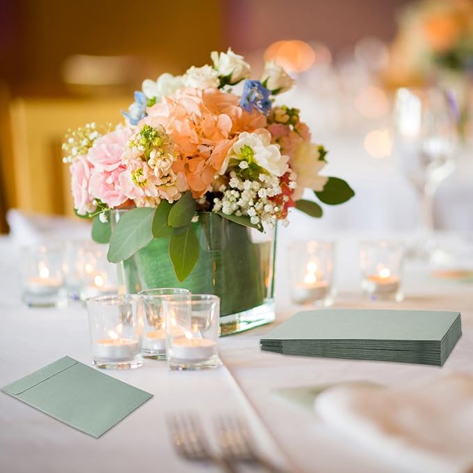 100 Pack Seed Envelopes Self-Adhesive Small Coin Envelopes Seed Storage Packets for Garden, Office or Wedding Gift (Sage-Green, 3 1/4 ×4 1/2 inches)