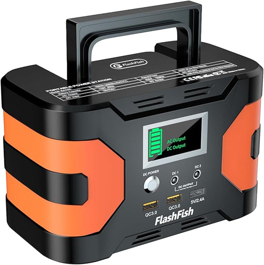Flashfish 150W Portable Power Station 166Wh, 300W Peak Solar Generator with 2 Ac Outlets, 2 DcPorts & 3 USB Ports, Backup Battery Pack for Camping, Outdoor Emergency, Home Power Supply