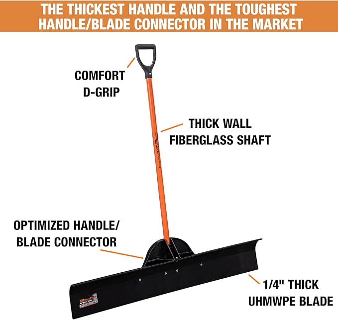 Buyers Products 9001048 48 in. Wide Snow Pusher Shovel Plow Blade for Driveways, Sidewalks, Hockey Rinks, Residential & Commercial Applications, Doorways & Decks