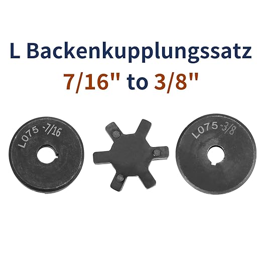 uxcell 7/16" to 3/8" L075 Flexible 3-Piece L-Jaw Coupling Coupler Set & Buna-N NBR Rubber Spider for Log Splitter Hybrid Equipment