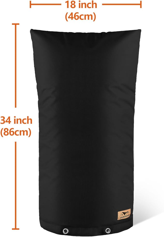 Backflow Preventer Insulation Cover - Water Pipe Insulation Sprinkler Cover for Outside - Insulated Backflow Cover Pouch for Irrigation Back Flow Valve in Winter or Sun Exposure (18"W x 34"H, BLACK)