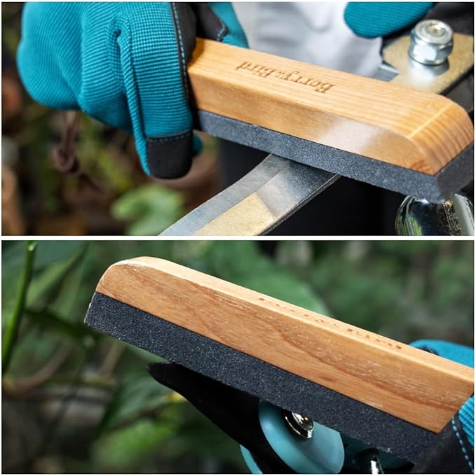 Berry&Bird Sharpening Stone File Garden Tool Sharpener with Handle, 180 Grits Silicon Carbide, Sharpening Knife, Axe, Hatchet, Lawn Mower Blade, Spade, Ideal for Garden, Chefs & Knife Enthusiasts