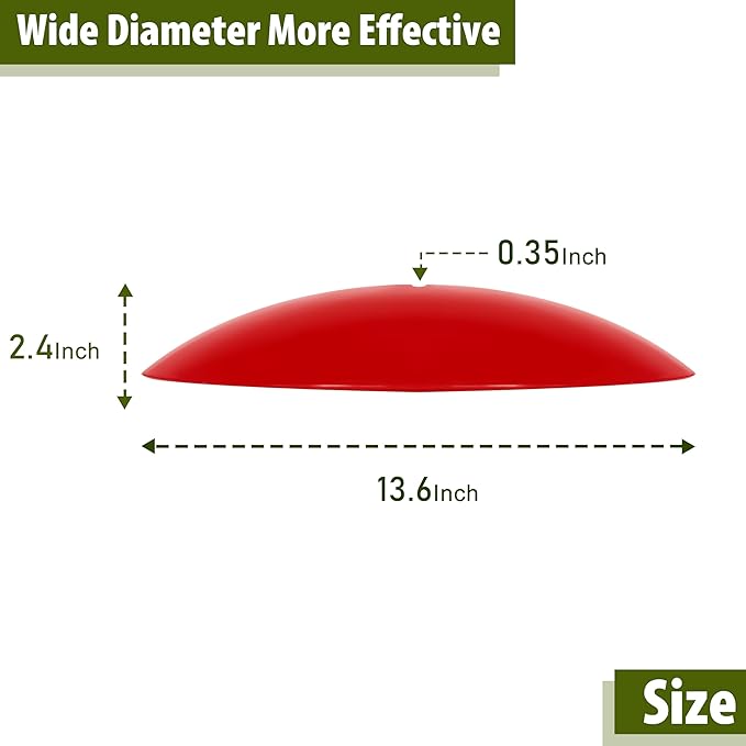 13" Hummingbird Feeder Squirrel Guard,Bird Feeder Rain Cover,Dome Squirrel Proof Bird Feeders Baffle, (Bright Red), 2Pack