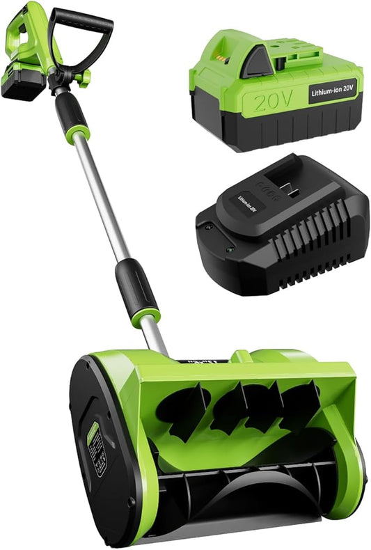 12.2-Inch Cordless Snow Blower, Battery Powered Snow Shovel with Directional Plate, Electric Snow Blowers Included 20-Volt/4.0 Ah Lithium-ion Battery Pack and Quick Charger