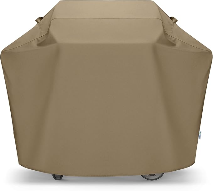 SunPatio BBQ Grill Cover for Outdoor Grill 65 Inch, Heavy Duty Waterproof Barbecue Cover with Sealed Seam, FadeStop All Weather Protection Compatible for Weber CharBroil Nexgrill and More, Taupe