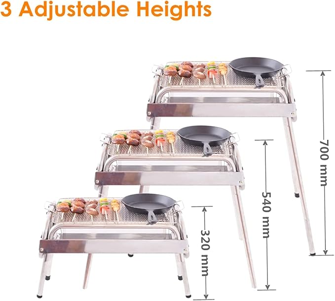 Charcoal Grill, Barbecue Charcoal Grill, Outdoor Stainless Steel Smoker BBQ grill for Outdoor Cooking Camping Picnics Beach 336 Square Inches