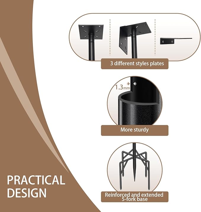 77 Inch Heavy Duty Bird Feeder Pole for Outdoors with 5-Prong Base and 2 Plates, Rust-Proof Metal Smart Bird Feeder Stand/Post, Adjustable Birdhouse Pole, Weather Station Mounting Kit
