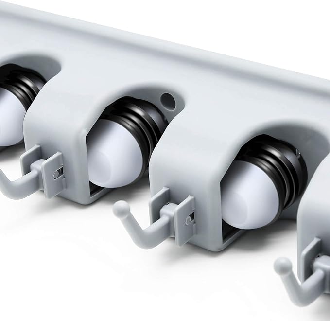 LETMY Broom Holder Wall Mounted - Mop and Broom Hanger Holder - Garage Storage Rack & Garden Tool Organizer - 5 Position 6 Hooks for Home, kitchen, Garden, Tools, Garage