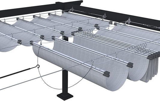 ECOOPTS 3'x8' Retractable Wave Sun Shade Canopy Pergola Cover Shade Sail Awning for Patio Porch Garden Yard Deck Outdoor (Light Grey)