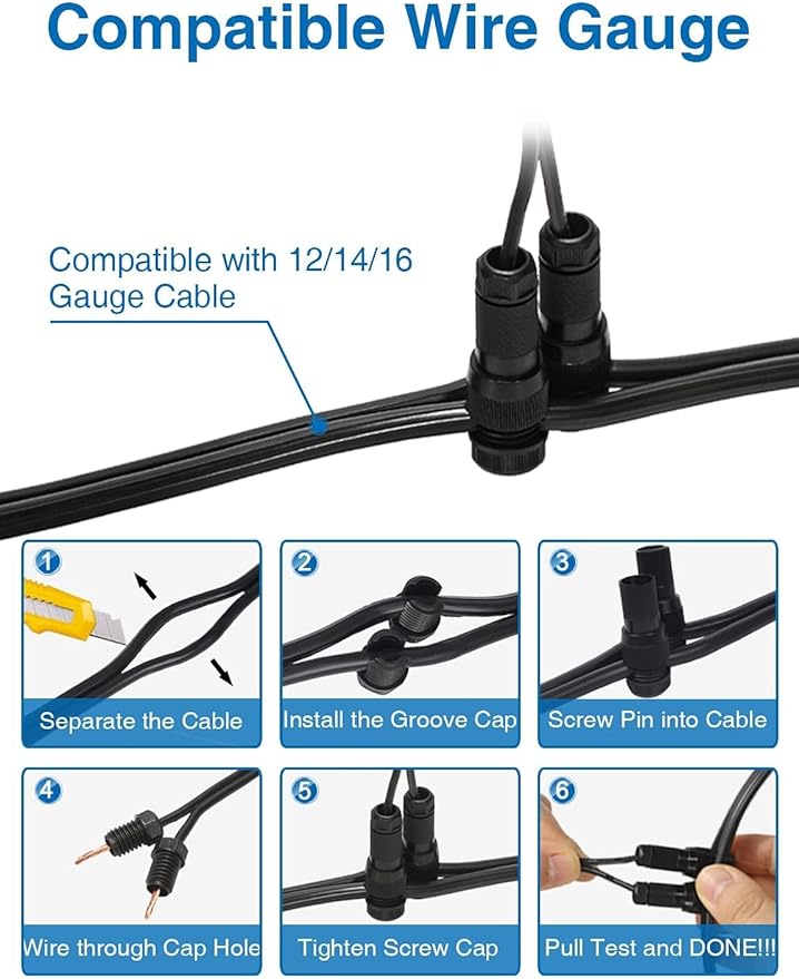 SUNVIE 12W Low Voltage Landscape Lights Waterproof Outdoor In-Ground Lights Shielded LED Well Lights 12V-24V Warm White Landscape Lighting for Pathway Garden Fence Deck, 6 Pack with Wire Connectors