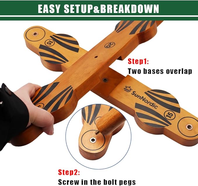 Wooden Ring Toss Game Set, Backyard Beach Camping Game with Toss Rings & Portable Carrying Bag, Outdoor Lawn & Yard Games for Kids, Adults & Family