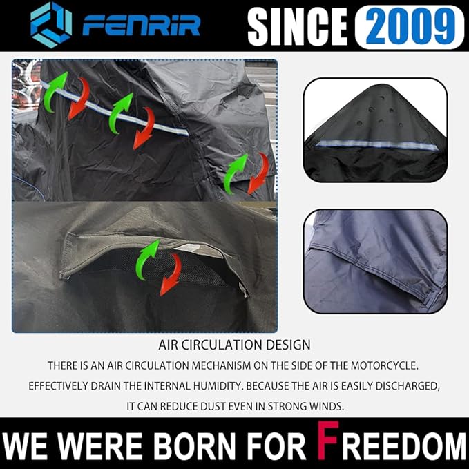 FENRIR 111" Trike Motorcycle Cover Waterproof Outdoor Storage Exhaust Pipe Anti-Scalding Antenna Hole Compatible with Harley Davidson Freewheeler TRI Glide Ultra Road Glide3 Trike Goldwing Roadmaster