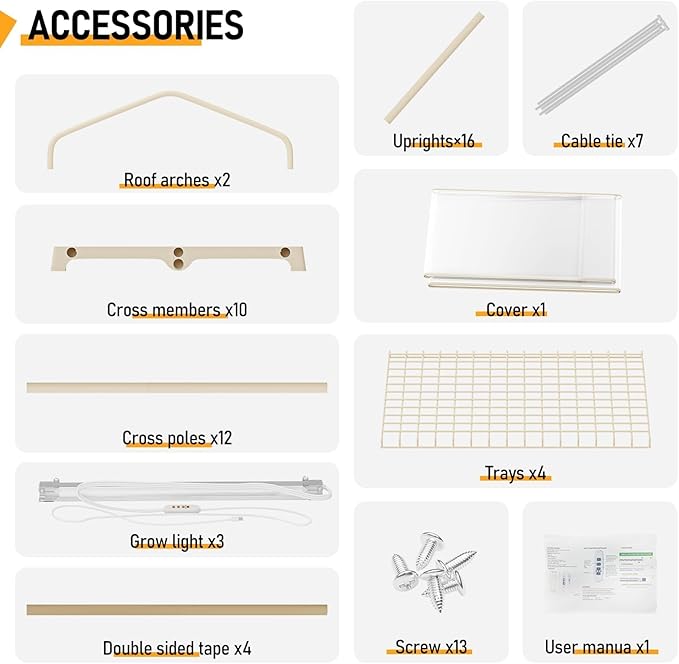 Indoor Greenhouse with Grow Lights - 4 Tiers 27.6"L×19.3"W×61.4"H Outdoor Mini Green House with Zip PVC Cover and Dimmable 45W Full Spectrum Plant Light with Timer for Seed Starting Trays