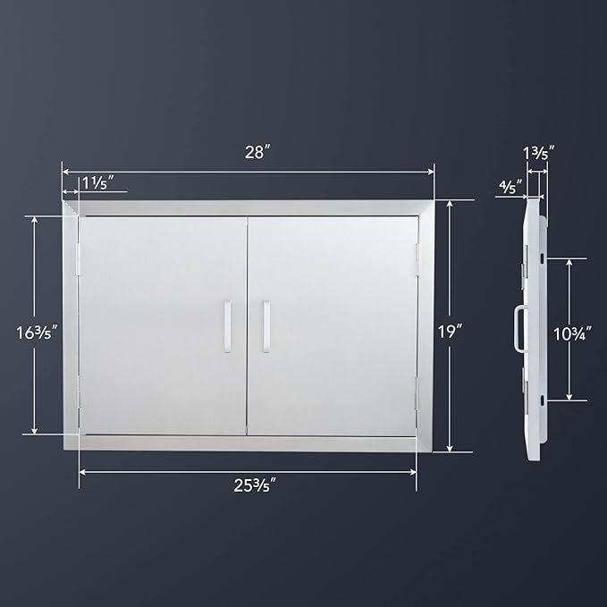 CO-Z Outdoor Kitchen Doors, 28" W x 19" H Weatherproof 304 Stainless Steel Built in BBQ Double Access Door for Outside Kitchen Commercial Grilling Station Barbeque Oven Island Storage Cabinet Door