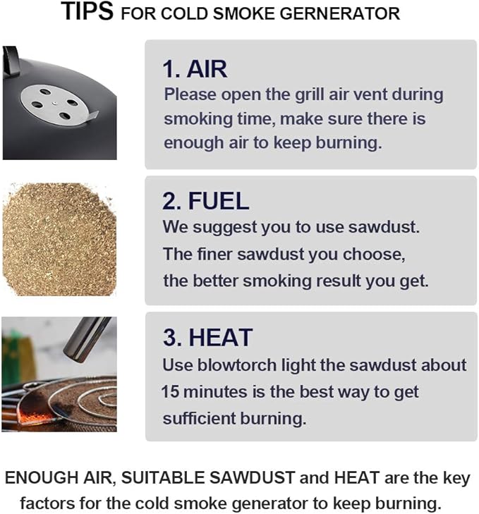 Realcook 13 Inch Cold Smoke Generator for BBQ Grill or Smoker Wood Dust Hot and Cold Smoking Salmon Meat Burn Time up to 18-24 Hours