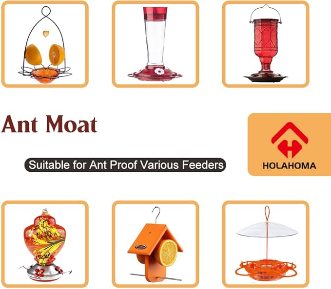 Ant Moat for Hummingbird Feeder - 3 OZ x 4 Pack Insect Guard with Large Capacity (Orange)