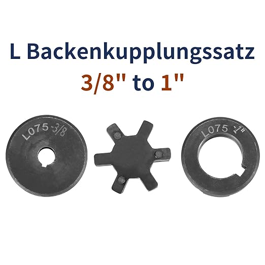 uxcell 3/8" to 1" L075 Flexible 3-Piece L-Jaw Coupling Coupler Set & Buna-N NBR Rubber Spider for Log Splitter Hybrid Equipment