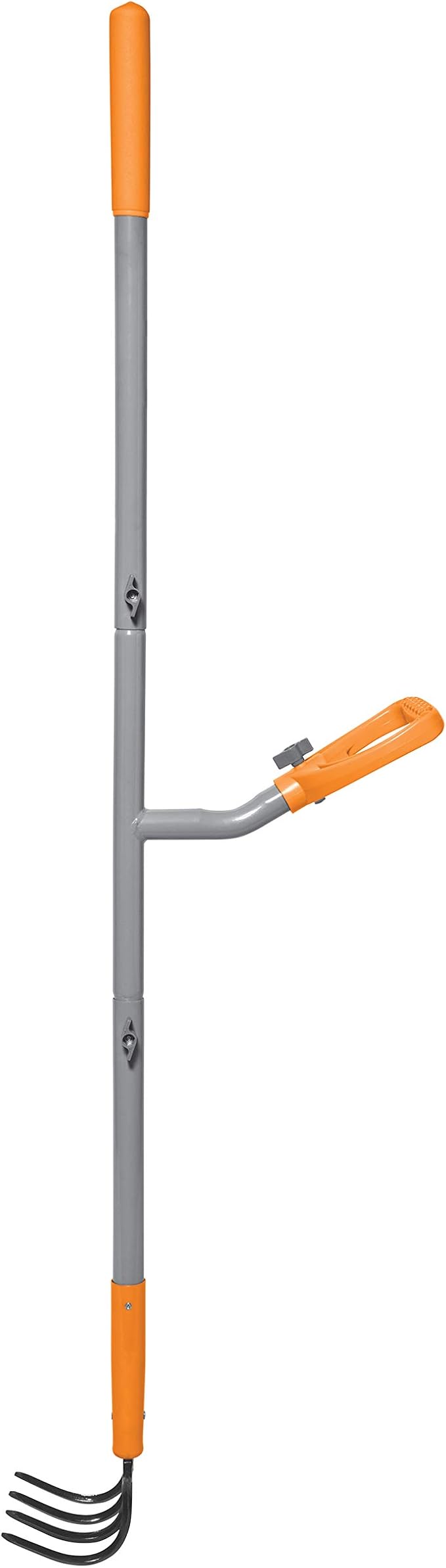 ErgieShovel 54" Ergonomic Steel Garden Cultivator w/ D Grip Handle, 4 Tine Head Lawn Tool for Yard Work, Soil Aeration, & Weeding, Orange - ERG-CLTV45