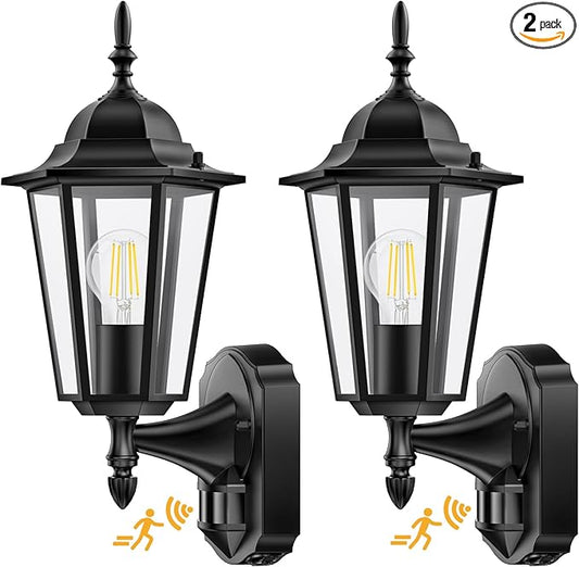 Lamomo 2 Pack Motion Sensor Outdoor Lights, Upgrade Dusk to Dawn Exterior Light Fixture Wall Mounted, 100% Anti-Rust Aluminum Waterproof Porch Lights for Patio Front Door Garage