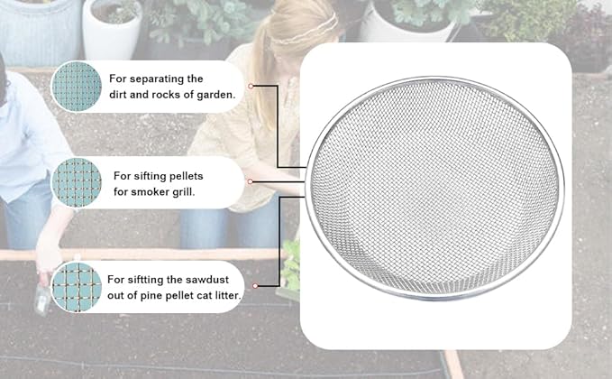 1/4 Inch Soil Sifter for Gardening, Rock Sifter for 5gallon,Compost Sifter Dirt Sifter,Captures Dirt Rocks Sawdust