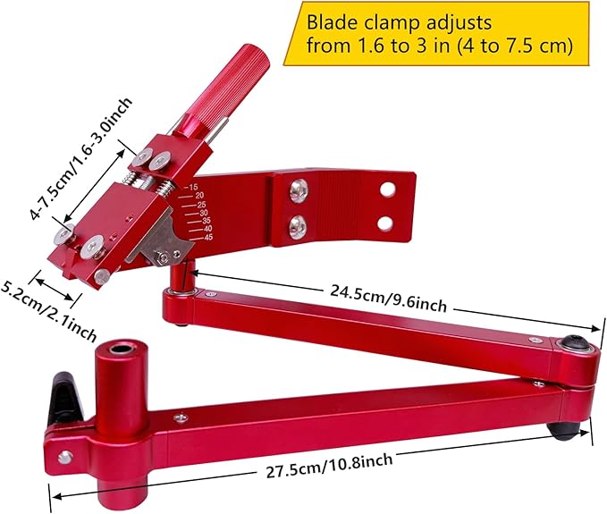 TIWAN Lawn Mower Blade Sharpener - Updated Ball Bearing Manufacturing Handle, Suitable for Right and Left Hand Blades, Mower Blade Sharpener Tool Kit with Lawn Mower Blade Balancer, 5005, Red