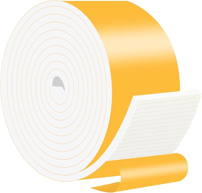 Weather Stripping Door Seal,Weather Stripping,Soundproof,Cold Insulation,High Density CR Foam Insulation Tape for Door,Windows (White, 4 in x 1/4 in x 10Ft)