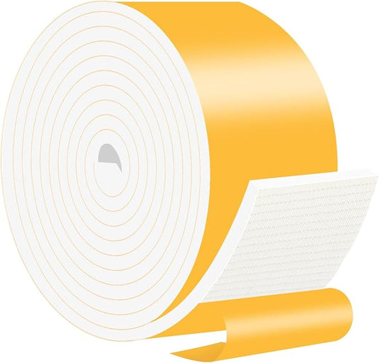 Weather Stripping Door Seal,Weather Stripping,Soundproof,Cold Insulation,High Density CR Foam Insulation Tape for Door,Windows (White, 4 in x 1/4 in x 10Ft)