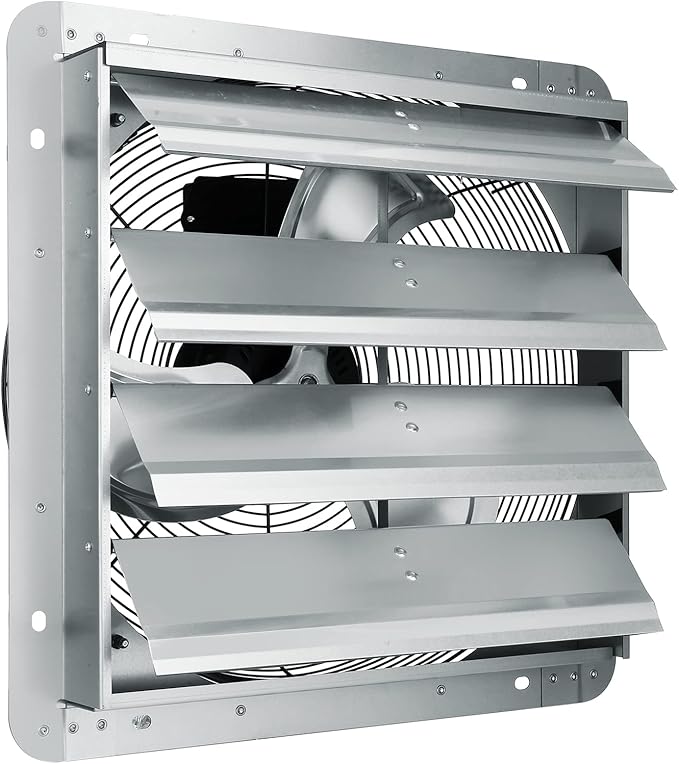 VEVOR Shutter Exhaust Fan, 16'' with High Speed, AC-motor, 2000 CFM, Wall Mount Attic Fan, Ventilation and Cooling for Greenhouses, Garages, Sheds, FCC