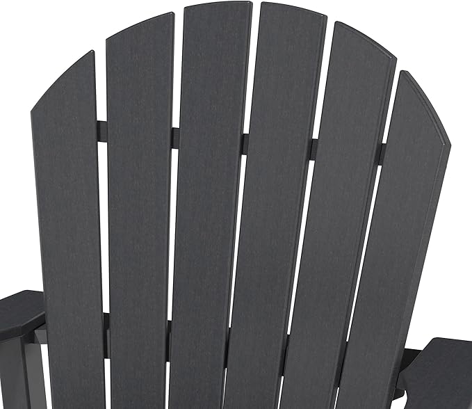 Outdoor Tall Adirondack Chair, HDPE Weather Resistant Outdoor Chair for Garden, Backyard, Poolside, Capacity 400LBS (2 PCS, Black)