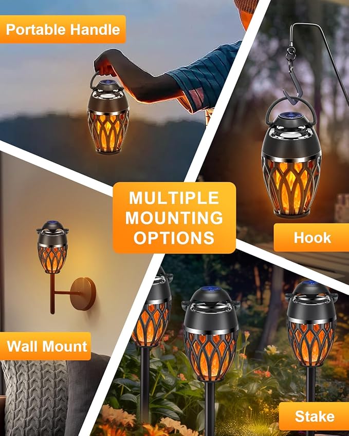 Vanten 2 Packs Outdoor Bluetooth Speakers, Bluetooth 5.0 Led Flame Speaker, IPX5 Waterproof Flame Torch Atmosphere Speaker, Flame Lamp, Gifts for Men Women, Decorations for Party Garden Patio