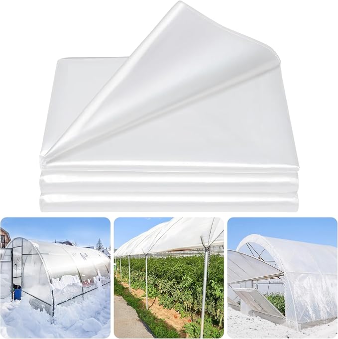 Legigo 12 X 26 Ft Clear Plastic Plant Covers Freeze Protection- 6 Mil Winter Greenhouse Plastic Sheeting for Frost Water Sun Wind Resistant, Plant Vegetable Blanket Covers for Cold Weather Garden Farm