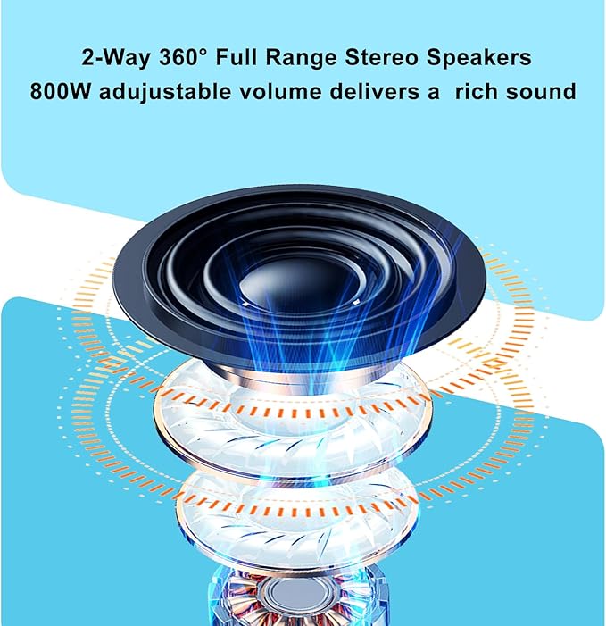 Herdio 6.5 Inch 800W Passive Outdoor Speakers Wired Waterproof 2-Way Wall Mounted Speakers with Bass Suitable for Patio Pool Deck Porch Backyard Indoor Home (2 Pairs, Black)