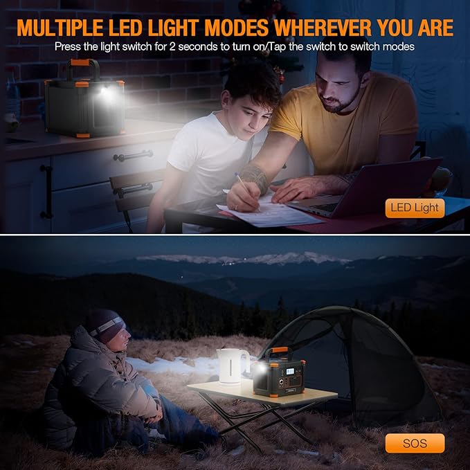 GRECELL Portable Power Station 500W, 519Wh/140400mAh Solar Generator Backup Lithium Battery Pack Power Supply with 2 AC Outlets, PD 60W USB-C Power bank for Outdoor RV Camping Home Outage Emergency