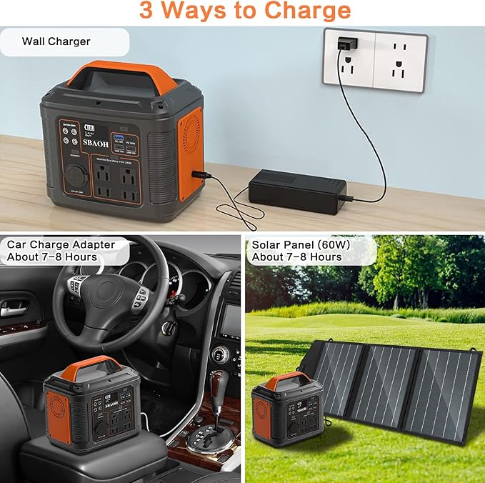 Portable Power Station, 300W 296Wh Solar Generator Quick Charge / 110V AC Outlets/DC Ports and LED Flashlight, Home Outdoor Travel Camping Blackout