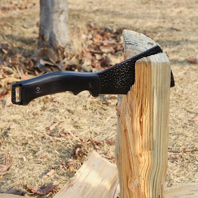 11 Inch Hatchet with Sheath, Small Compact Machete Axes, Fixed Blade Full Tang Camping Tactical Knife for Woodworking, Garden Machete Axe with Sheath for Bushcraft Yards Bushes Wood, A1BK