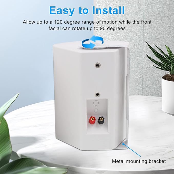 STUDIOFINIX 6.5 Inch Passive Indoor Outdoor Speakers Wired Waterproof with 800Watts, Wall Mount Speaker,for Patio,Covered Porch,Deck,Poolside(4 Speakers,White)
