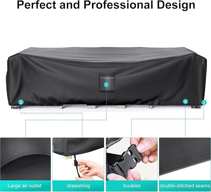 Patio Furniture Covers, Heavy Duty Outdoor Furniture Cover Waterproof, Sectional Sofa Set Coves Table and Chair Set Covers, 62"L×42"W×28"H