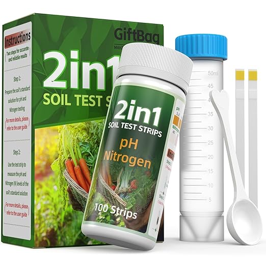 2-in-1 Complete Soil Test Kit for pH & Nitrogen – Includes Soil Sampling Spoon & Centrifuge Tube – Accurate & Easy-to-Use Soil Tester for Garden, Lawn & Plants Care