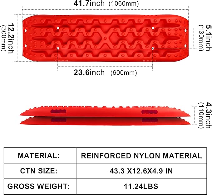 X-BULL New Recovery Traction Tracks Sand Mud Snow Track Tire Ladder 4WD (Red,3gen)