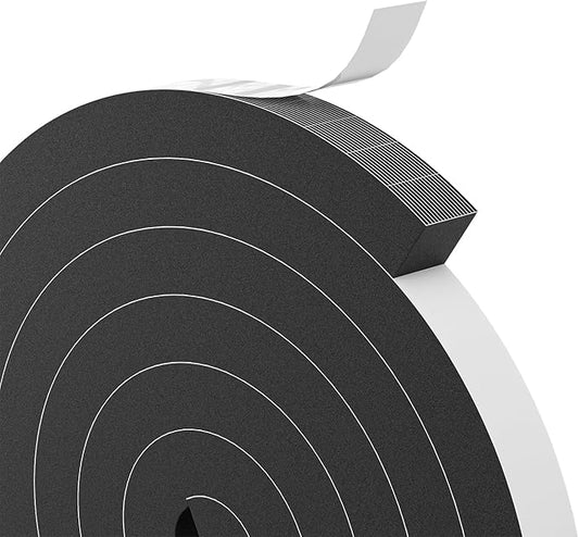 1"×1" EVA Foam Strips with Adhesive Weather Stripping Tape Larger Foam Weather Stripping Strip for Large Gap Insulation (1"×1",13FT,Black)