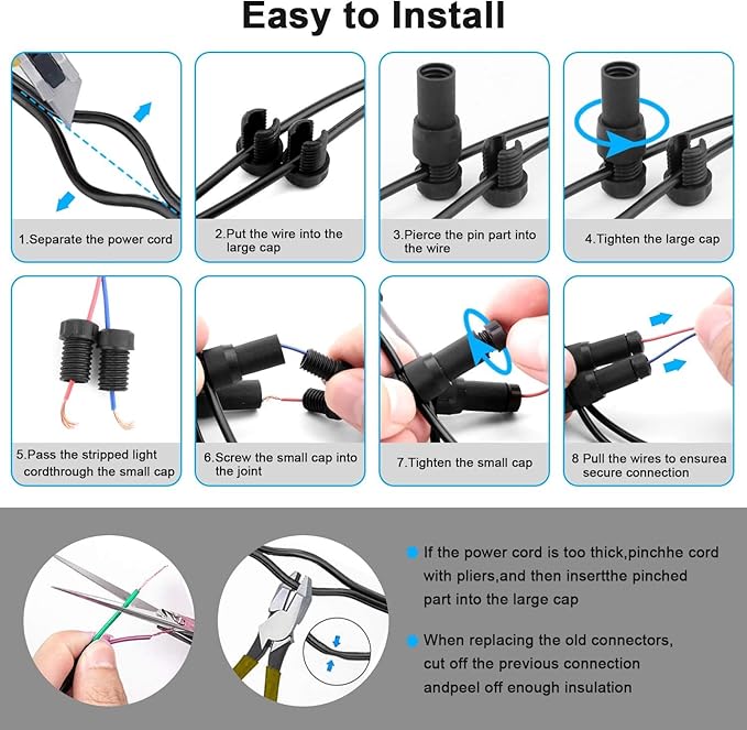 100 Pack Low Voltage Landscape Light Wire Connector Outdoor 14-20 Gauge Cable Connectors for Landscape Path Lights Work with Malibu Paradise Moonrays and More