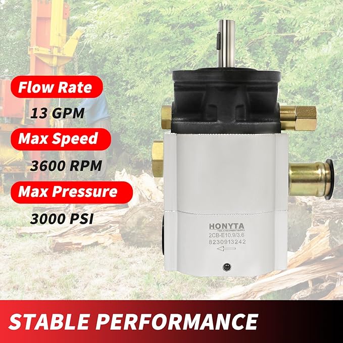 RYFT Hydraulic Log Splitter Pump 13GPM 2-Stage Gear Pump, HI/LO Gear Pump, Wood Splitter Pump 3000 PSI,3600RPM Aluminum Log Splitters Pump 1/8" Keyed Shaft for Log Splitters