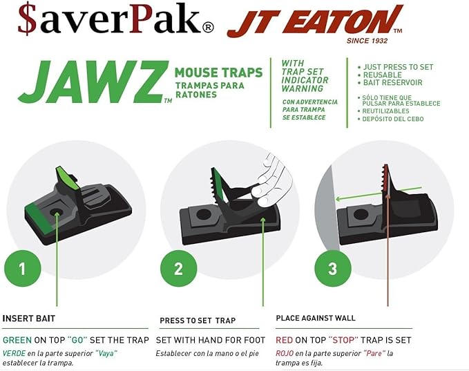 $averPak 24 Pack - Includes 24 JT Eaton Jawz Mouse Traps for use with Solid or Liquid Baits (24 Pack) Case Pack