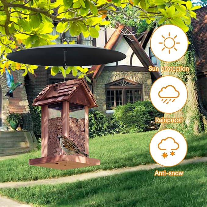 2 Pack Bird Feeder Baffle, Metal Rain Guard for Bird Houses Outside,13 inch Metal Hanging Baffle Weather Cover for Outside