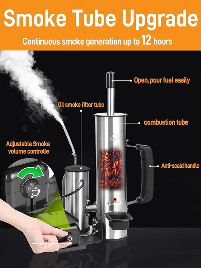 Cold Smoke Generator, Tube for Pellet Smoker Upgrade, Generator for Gas Grilling, Portable Cordless Electric Smoker, Hot or Cold Smoking, Pellet Smoker: Box for Any Grill