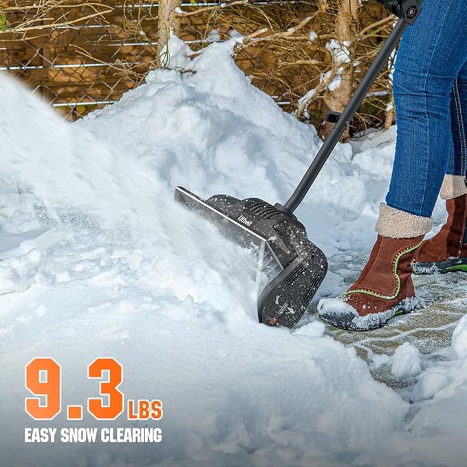 Litheli 2 x 20V 4.0Ah Cordless Snow Shovel,12-Inch Snow Blower Battery Powered, Efficient Brushless Motor Snow Thrower, 25-Feet Snow Throwing Distance