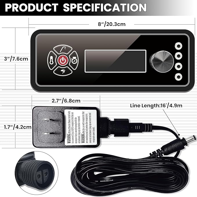 Upgraded Replacement Non-WiFi Controller/Control Board Kit for Masterbuilt Gravity Series 560/800/1050 Digital Charcoal Grill + Smoker with Splash-Proof Power Adapter