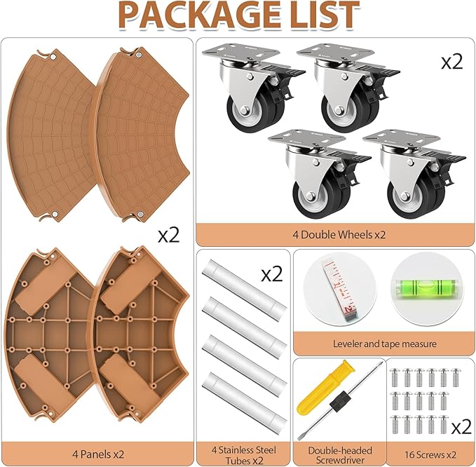 VANCASTLE Plant Caddy with Lockable Wheels Heavy Duty 450lbs Capacity, 15-22 Inch Adjustable Plant Stand with Wheels Rolling base, Plant Dolly for Flower Pot Mover Indoor Outdoor, Khaki, 2 Pack