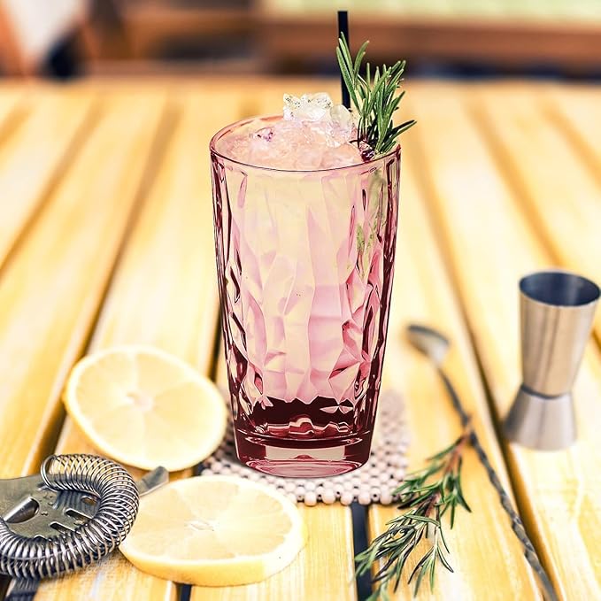 16 oz Plastic Tumblers Drinking Glasses, Clear Acrylic Drinking Cups Wine Glasses Beverage Cups Tumbler for Poolside Party, Outdoor&Indoor, Stackable, Dishwasher Safe, Easy to Clean, Large Capacity