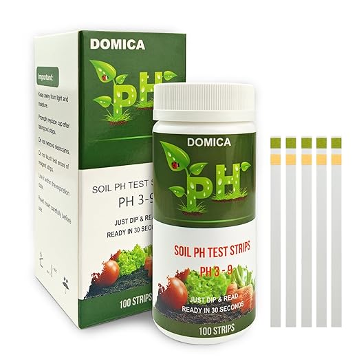 Soil pH Test Kit (3-9 Range) 100 Soil pH Tester Strips, Test Soil of Garden Lawn Grass Flower Vegetable Compost Indoor and Outdoor Plants